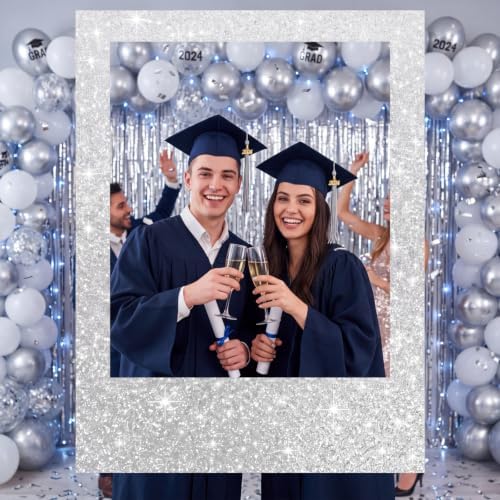 Beeveer 32 x 24 in Large Photo Booth Selfie Frame Props, Silver Vertical - Image 5