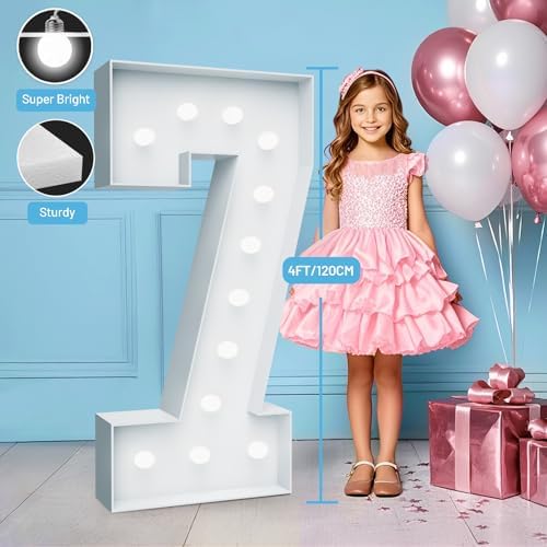 4FT Marquee Light Up Number 7, Foam Board & Water Bag, 12 Bulbs for Party - Image 3