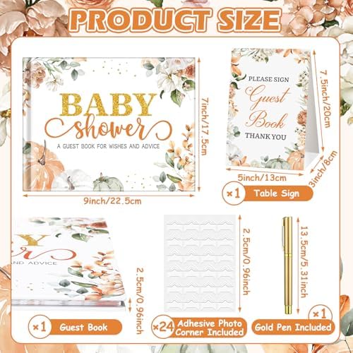 Fuyoooo 27 Pcs Little Pumpkin Baby Shower Guest Book Baby Shower Sign - Image 2
