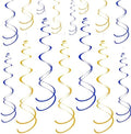Ceiling Swirl Foil Decorations Hanging Plastic Streamer Themed Swirl Party for Graduation Celebration, Pack of 28 (Blue and Gold) by Yymobt