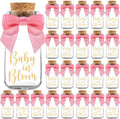 Ethisa Vintage 24 Pack Baby in Bloom Milk Glass Bottles with Ribbons and Stickers - Classy Baby Shower Favors for Guests and Table Centerpieces - Dusty Pink Floral Decorations and Candy Jar Keepsakes by Ethisa