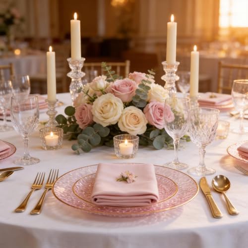 DaYammi 350PCS Clear Pink Plastic Dinnerware Set for 50 Guests - Image 2