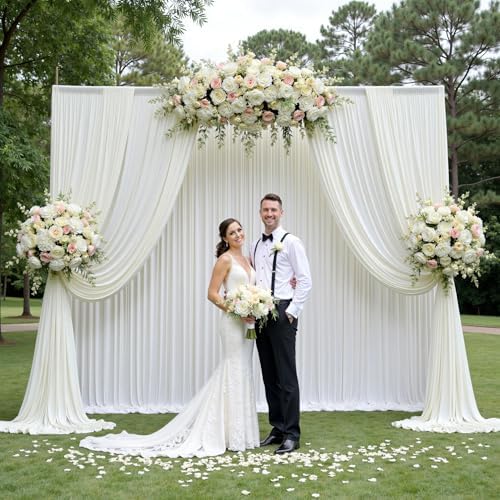 20x12 ft Ivory Backdrop Curtains for Weddings Parties, Birthdays and Photos - Image 3