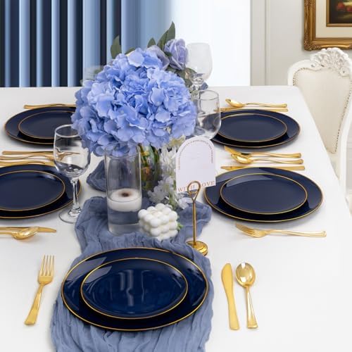 YOUBET 125PCS Navy Blue Plastic Plates for Party Wedding - Image 6