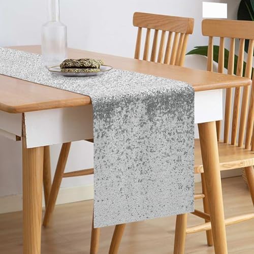 10 Packs 12 x 72 inches Silver Sequin Table Runner - Image 2