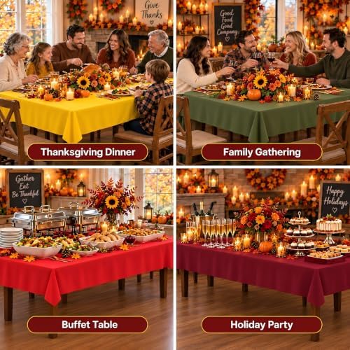 12 Pcs Fall Plastic Tablecloths Thanksgiving Rectangle Tablecloth - Image 7