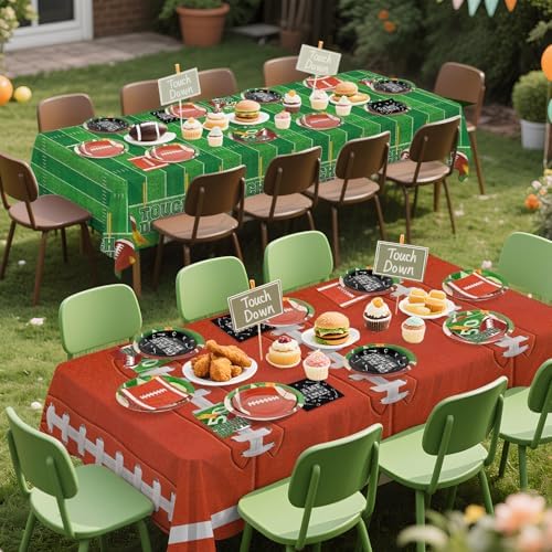 Football Party Decorations Kit for 24: Football Party Supplies Set with Plates, Dessert Plates, Napkins, Cups, Banner & Touchdown Tablecloth - for Football Tailgate Party Decorations - Image 6