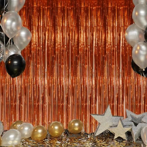 DECOCKRAT 2 Pack Foil Fringe Backdrop - Bronze Shiny Tinsel Curtains for Party Decoration/Photo Booth Props - 3.3x6.6 FT Metallic Foil Backdrop for Birthday, Wedding, Graduation, Christmas. - Image 6
