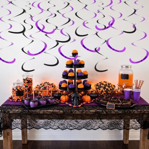 BEISHIDA 30Pcs Black Purple Hanging Swirls for Birthday Halloween Supplies - Image 3
