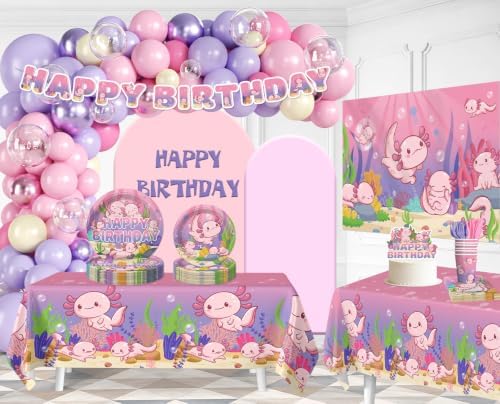 Axolotl Themed Birthday Party Supplies, Axolotl Party Decorations 205 Pcs - Image 3