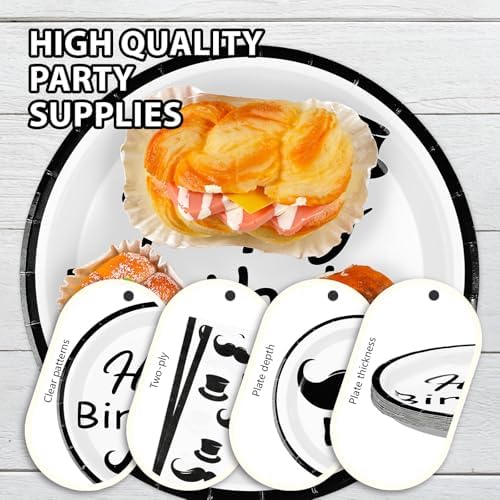 96Pcs Mustache Happy Birthday Party Decorations, Serve 24 - Image 6