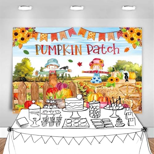 7x5ft Fall Pumpkin Patch Backdrop Banner Cute Pumpkin Patch Decorations Indoor Outdoor for Kids Fun Fall Festival Scene Thanksgiving Photo Booth Background Tapestry Wall Decor - Image 5
