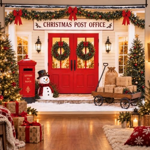Christmas Backdrop, Post Office Winter Photography Background, 8x6ft - Image 2