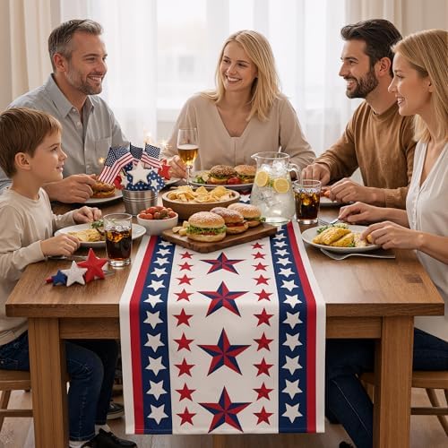 4th of July Decorations - Patriotic Table Runner for 250th Anniversary America Merchandise | Memorial Day Decorations - Fourth of July Decor Accessories for Indoor Outdoor Home Party Supplies - Image 6