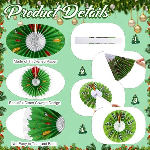 Outus 9 Pcs Christmas Candy Peppermint Paper Fans Red Green Party Decor - Image 3