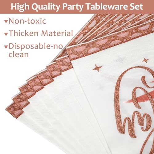 gisgfim 50 Guests 40th Birthday Decorations Plates Napkins for Women Rose Gold Party Supplies 40 Fabulous Happy Birthday Tableware Set Cheers to 40 Years Party Decor Table Decors for Her Girl 200Pcs - Image 3