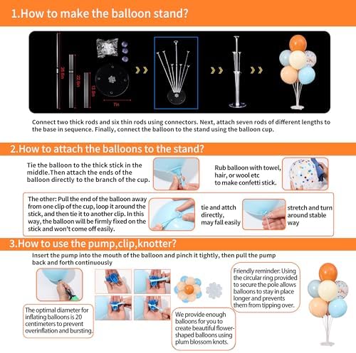4 Sets Blue and Orange Balloons Stand Kit for Table - Image 5