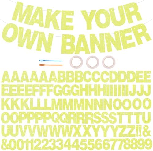BEISHIDA Glitter Yellow 116 PCS A-Z DIY Letter Custom Banner Party Decor by Beishida