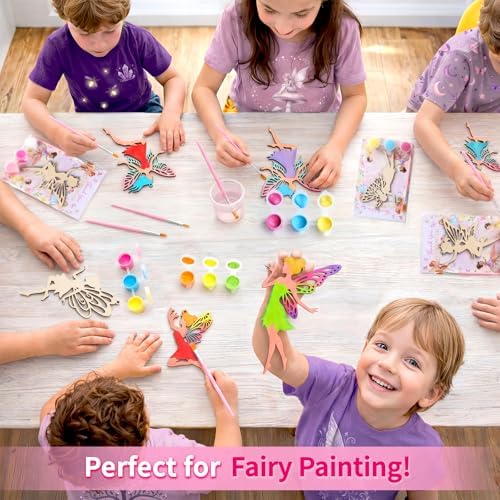 12 Pack Fairy Party Favors for Girls - Individually Wrapped DIY Wooden Painting Kits, Fairy First Birthday Decorations, Goodie Bag Stuffers, Creative Crafts & Gifts - Image 3