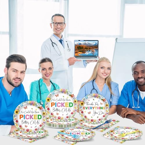 96PCS Happy CNA Week Party Decorations Nurse Week Plates and Napkins Thanks for Everything You Do Nursing Assistant Tableware Dinnerware Set for Doctors Day Medical School Grad Party Decor Supplies - Image 6
