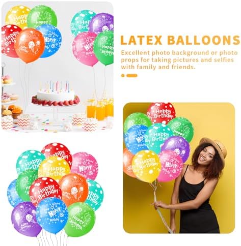 50pcs 12inch Happy Birthday Balloons for Men&Women, Assorted Balloons for Party, Beautiful Flowers Printed Decoration (Birthday) - Image 3