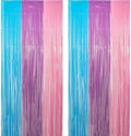 Blue Purple Pink Tinsel Backdrop 2 Packs by GREATRIL