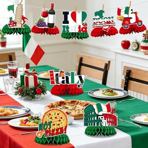 JULMELON 8 Pack Italian Themed Honeycomb Centerpieces Italian Party Favors - Image 2