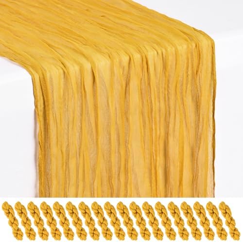 18 Pack Gold Cheesecloth Table Runner 17x108 Inches Boho Home Decor by Showgeous