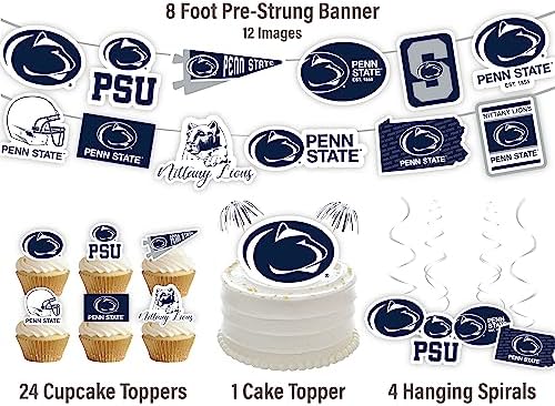 Penn State Cake Topper & Decorations, Graduation Party Supplies, PSU 42 Pcs - Image 3