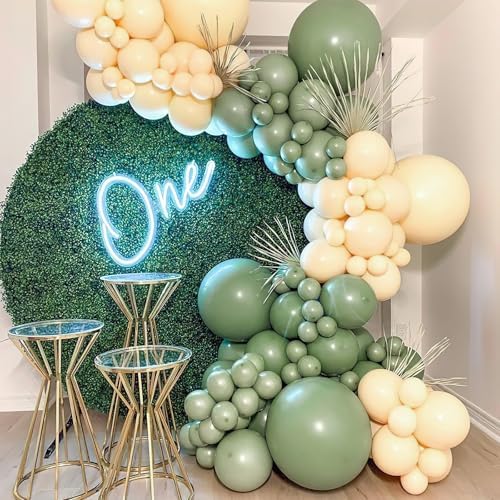 PartyWoo Sage Green Balloons 50pcs Olive Eucalyptus Dusty Green Boho Color - Image 5