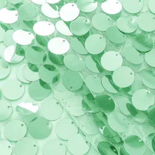 Pufogu 12 x 108 Inch Sequin Table Runner,Mint Green Glitter Premium Big Sequin Table Runner, Rectangle Table Runners for Halloween, Christmas, Wedding Party, Birthday Party, Banquet Decor (1 Pack). - Image 4