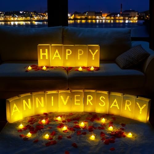 Homemory Anniversary Light Up Luminary Bags Letters with 24 Tea Lights by Homemory