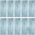 10 Pack Light Blue Foil Curtain Backdrop 3.2ft x 9.8ft Metallic Tinsel Foil Fringe Curtains Streamer Backdrop for Birthday Party Halloween Christmas New Year Party Supply (Matte Light Blue) by Ohiyoo