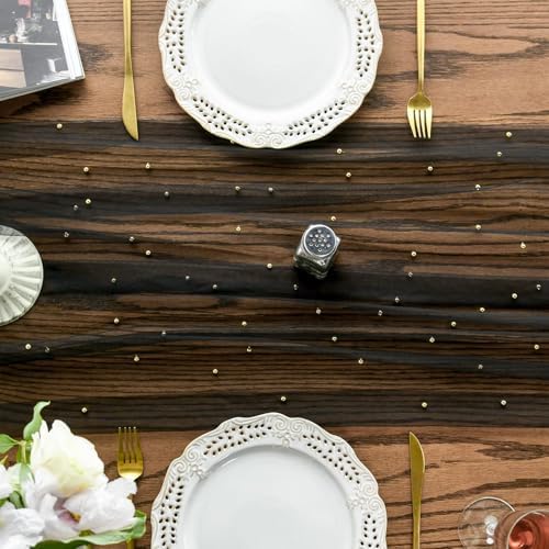 Artoid Mode Pearl Black Gauze Table Runner 10FT Home Decor - Image 5