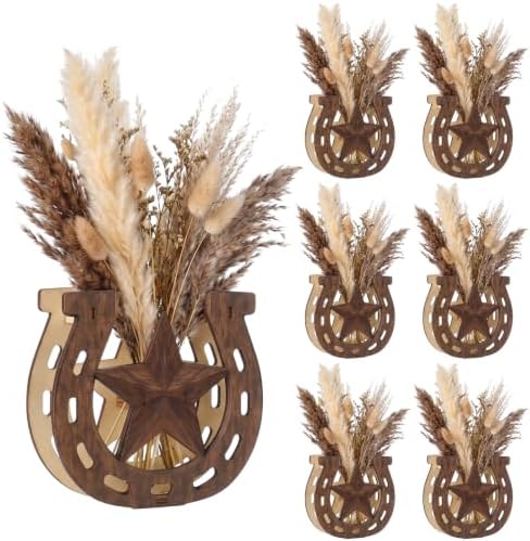 Cinnvoice 6 Pcs Boot Wooden Decor, 6 Pcs, Horseshoe with Star by QinYee