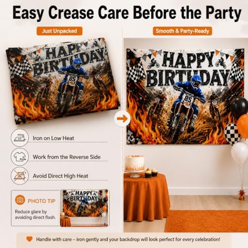 Dirt Bike Birthday Backdrop, 71 x 43 Inch Motocross Party Banner - Image 5