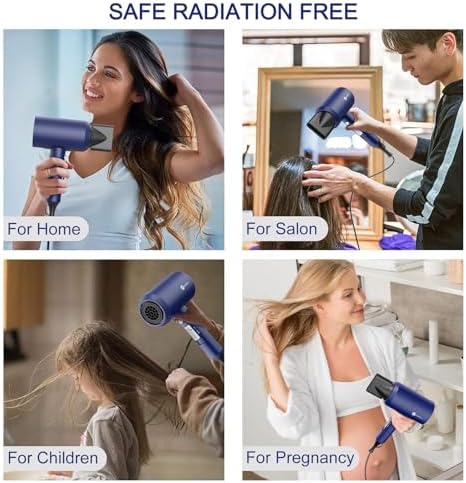 Slopehill Professional Ionic Hair Dryer, Powerful 1800W Fast Drying Low Noise Blow Dryer with 2 Concentrator Nozzle 1 Diffuser Attachments for Home Salon Travel (Prussian Blue) - Image 7