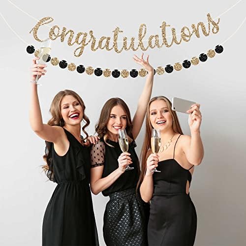 Pre-strung Congratulations Banner - Gold Glitter Congratulations Banner - Image 2