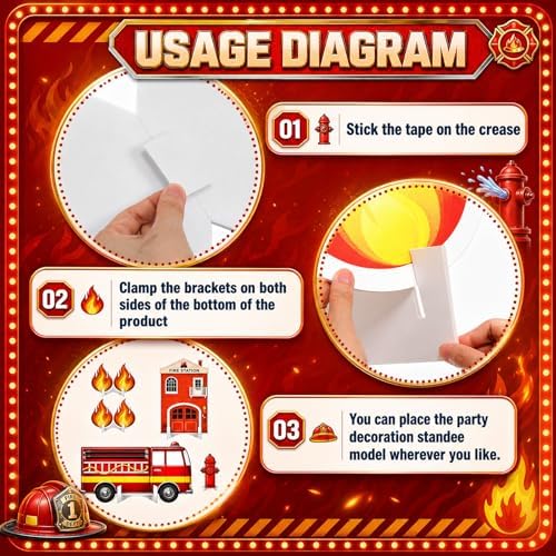 Honoson 5 Pcs Large 3FT Firefighter Birthday Decorations Cardboard Cutouts - Image 3