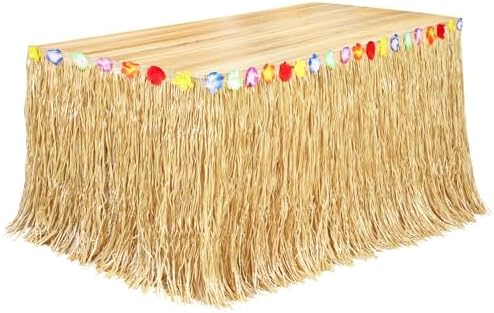 Fovths Luau Grass Table Skirt, Straw Yellow, 9 Feet x 29.5 Inch by Fovths