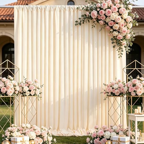 Beige Backdrop Curtains 30ftx10ft Wedding Polyester Photo Drapes - Image 7