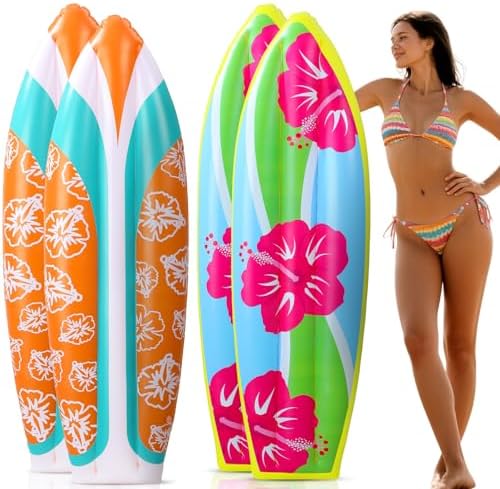 JellyArch 4 Pcs Inflatable Surfboards Hawaiian Party Pool Decor by JellyArch