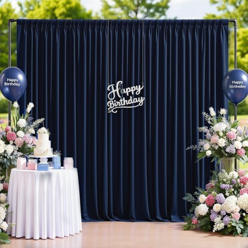 Navy Blue Backdrop Curtain - 20x10FT Back Drop Curtains for Parties Wrinkle-Free Soft Polyester Photo Backdrop Wedding Decorations Photoground Backdrop Stain-Resistant for Back Drop Stand, 4 Panels - Image 4