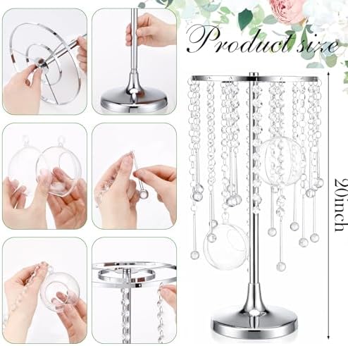 Novabright 2 Pack Tall Crystal Wedding Centerpieces with Globes, Silver - Image 2