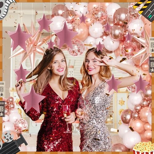 70 Pcs Star Centerpieces Rose Gold Birthday Party Decorations for Women Girls 3D Pink Party Princess Decoration Para Cumpleaños De Mujer Rose Gold Stars Table Decor for Wedding Bridal Shower - Image 7