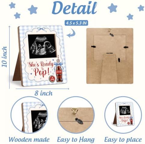 Blue Bow Retro Soda Fountain Baby Shower Decor Frame, She's Ready to Pop - Image 2