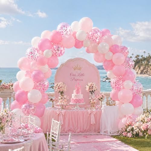 Balloons Pink and White, 60 Packs 12 Inch Light Pink White Balloons with Confetti Balloons for Birthday Party Decorations Girl Women, Wedding, Christening Baby Shower Party, Bridal Shower - Image 4