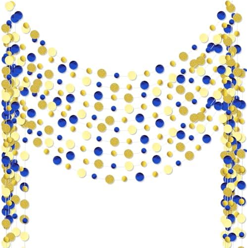 Outus 10 Pieces Blue,Gold Round Dots Garland Party Hanging Decor by Outus