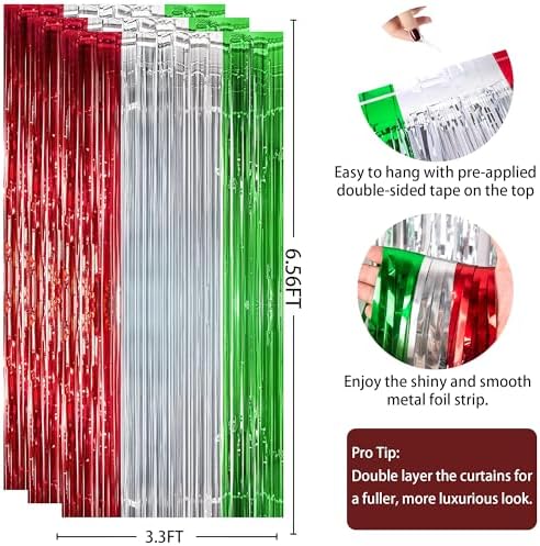OHOME Christmas Party Decorations - Christmas Decorations | Red Green Silver Backdrop Banner for Wall Door | Xmas Birthday Party Favors Supplies Indoor Outdoor - Navidad Photo Booth Props for Home - Image 2