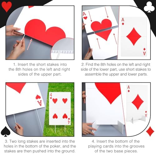 Reallnaive 4 Sets Casino Party Decor Ace Poker Yard Sign and Runway Carpet - Image 4